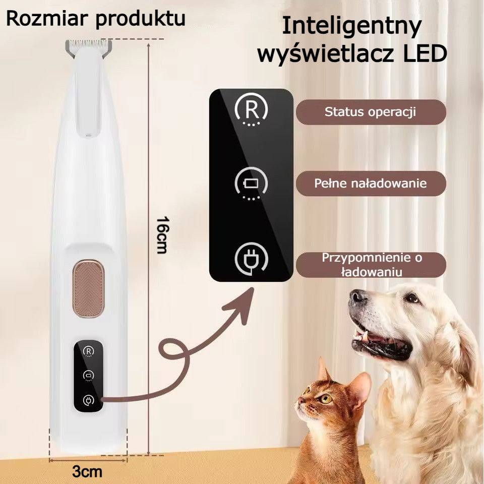 Trimly™ - Trymer w pełni wodoodporny do sierści zwierząt domowych z wyświetlaczem LED i lampką